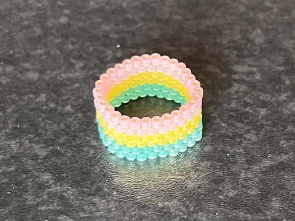 Pansexual pride beaded ring, handmade beaded jewelry