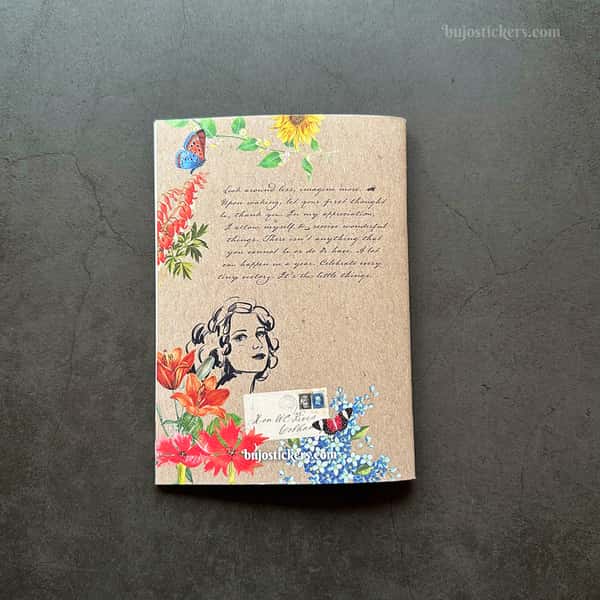 Skrivhäfte och stickers – Flora vintage B6