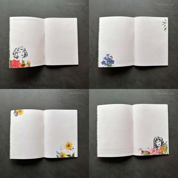 Skrivhäfte och stickers – Flora vintage B6