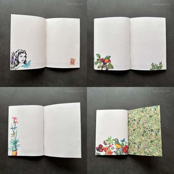 Skrivhäfte och stickers – Flora vintage B6