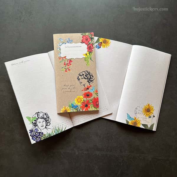 Skrivhäfte och stickers – Flora vintage Traveler's notebook regular