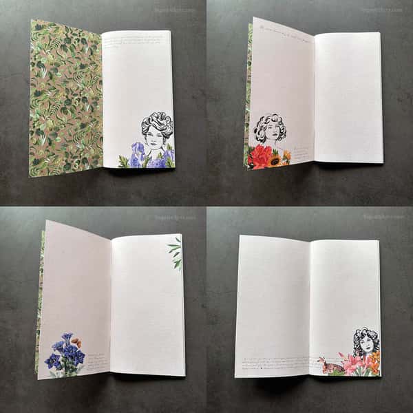Skrivhäfte och stickers – Flora vintage Traveler's notebook regular