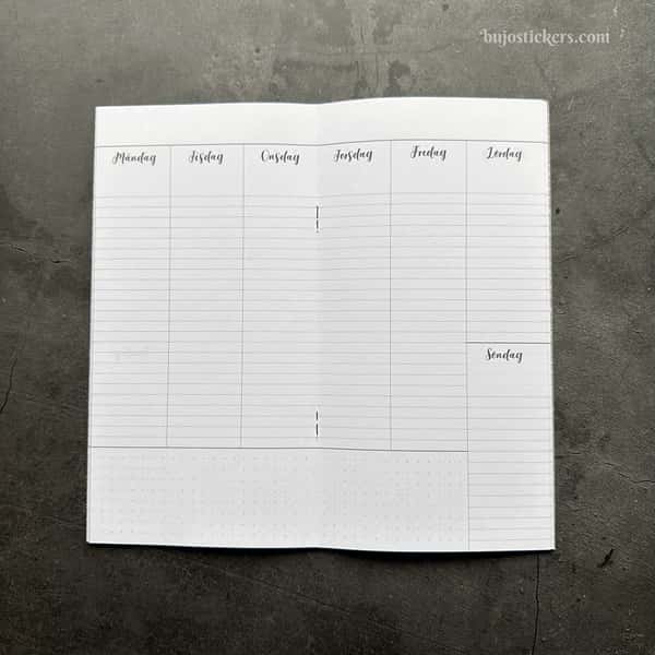 Odaterad veckokalender. Häftad Traveler's notebooks insert Regular/standard
