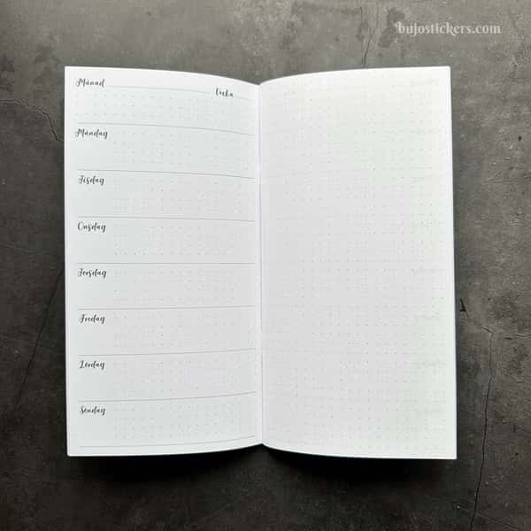 Odaterad veckokalender. Häftad Traveler's notebooks insert Regular/standard