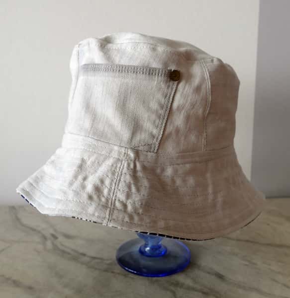 Bucket hatt, fiskehatt, grå tyghatt av återbrukade tyger