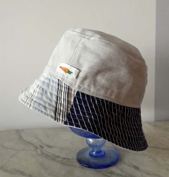 Bucket hatt, fiskehatt, grå tyghatt av återbrukade tyger