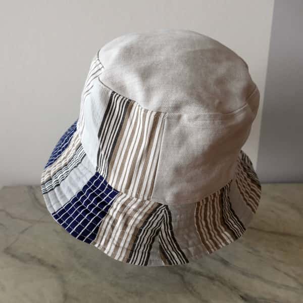 Bucket hatt, fiskehatt, grå tyghatt av återbrukade tyger