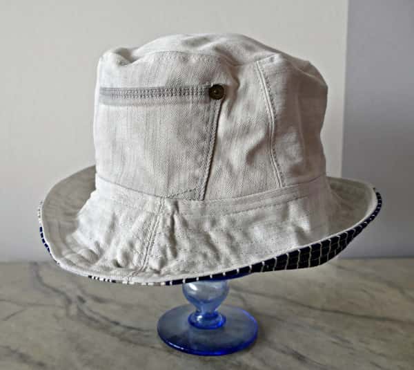 Bucket hatt, fiskehatt, grå tyghatt av återbrukade tyger