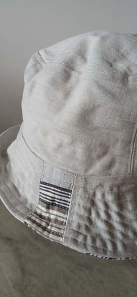 Bucket hatt, fiskehatt, grå tyghatt av återbrukade tyger