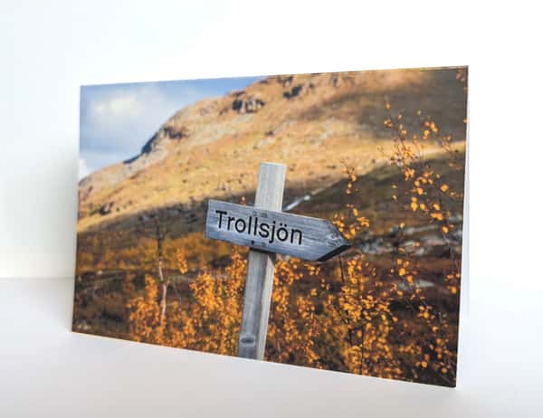 Vykort - Skylt mot Trollsjön