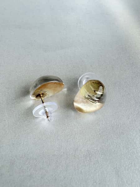Light gold stud earrings with hypoallergenic steel posts