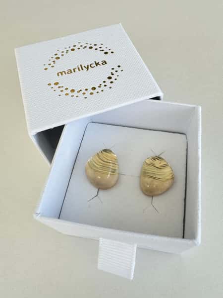 Light gold stud earrings with hypoallergenic steel posts