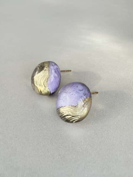 Light purple stud earrings with hypoallergenic steel posts