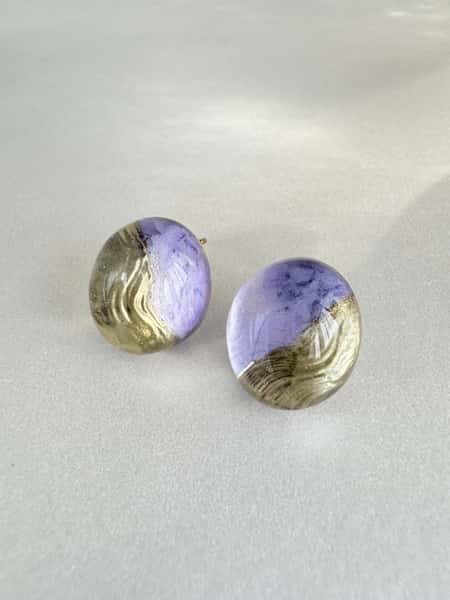 Light purple stud earrings with hypoallergenic steel posts