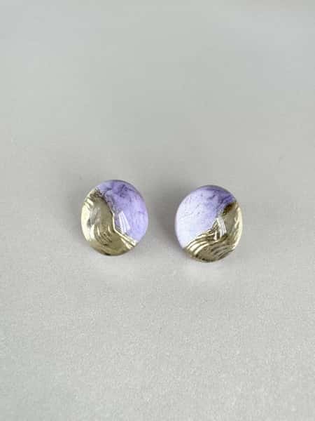 Light purple stud earrings with hypoallergenic steel posts