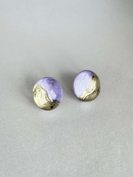 Light purple stud earrings with hypoallergenic steel posts