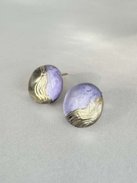 Light purple stud earrings with hypoallergenic steel posts
