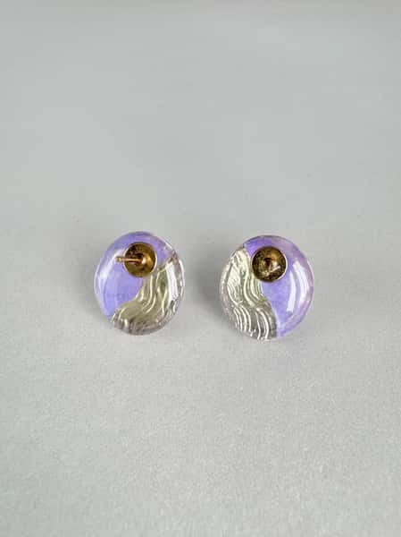 Light purple stud earrings with hypoallergenic steel posts