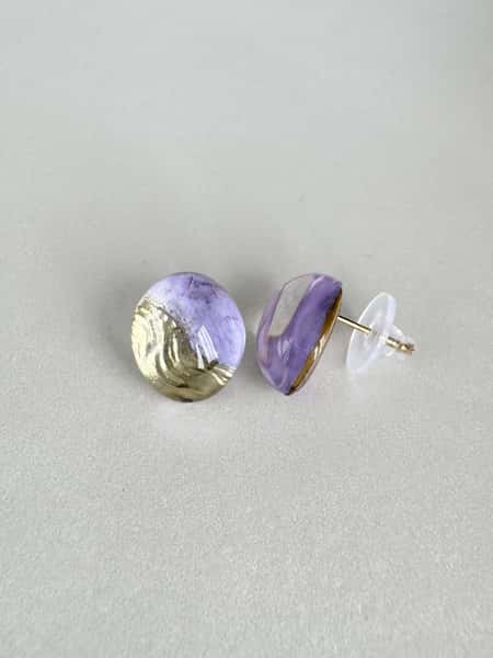 Light purple stud earrings with hypoallergenic steel posts