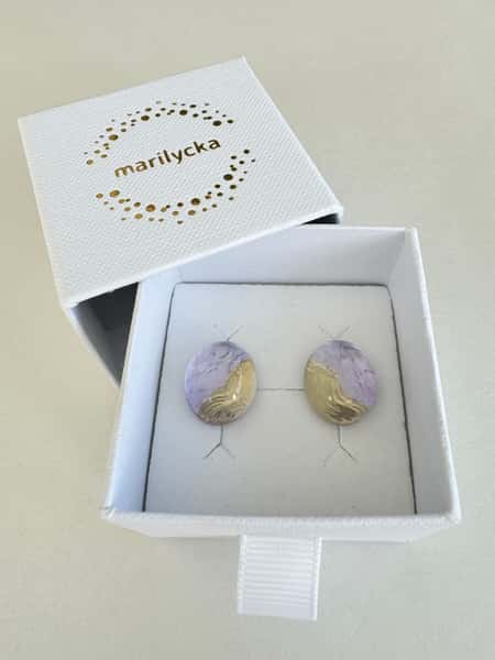 Light purple stud earrings with hypoallergenic steel posts