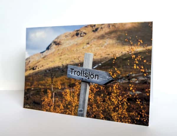 Vykort - Skylt mot Trollsjön