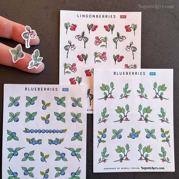Stickers – Lingon och blåbär (små)
