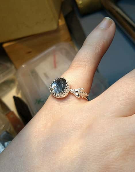 sterling silver ring med akvamarin