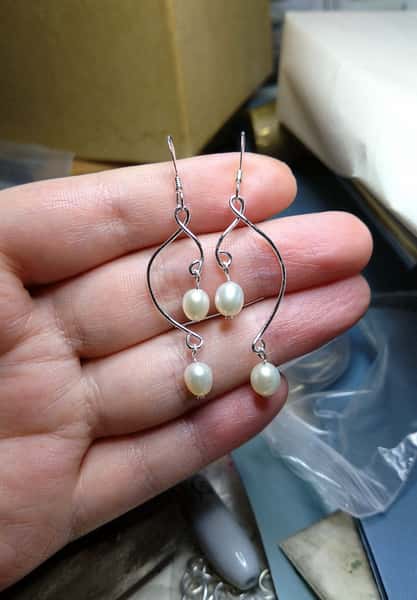 pärlörhängen i sterling silver