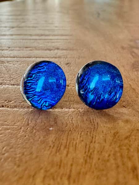 Fiery blue stud earrings (11 mm) - stainless steel posts