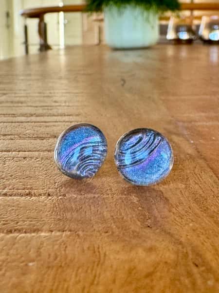 Silver grey stud earrings (11 mm) - stainless steel posts