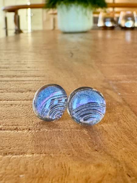 Silver grey stud earrings (11 mm) - stainless steel posts