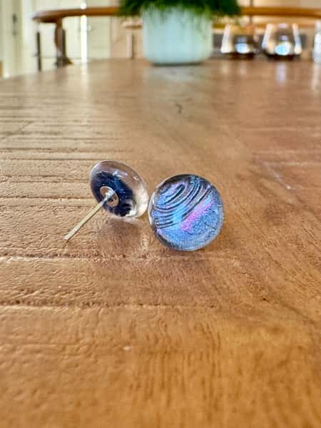 Silver grey stud earrings (11 mm) - stainless steel posts