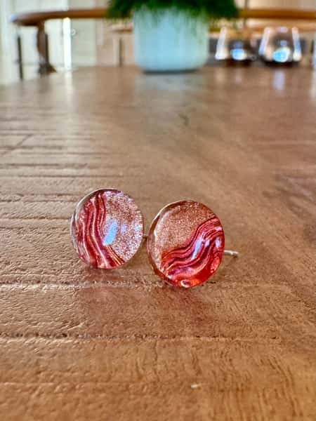 Shimering bronze stud earrings (11 mm) - stainless steel posts