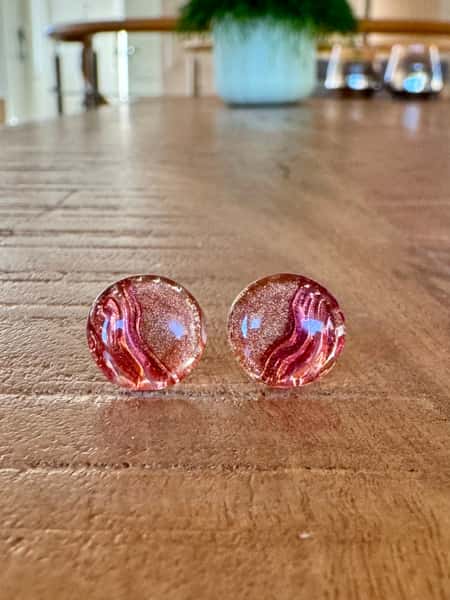 Shimering bronze stud earrings (11 mm) - stainless steel posts