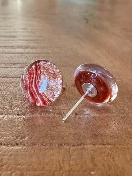 Shimering bronze stud earrings (11 mm) - stainless steel posts