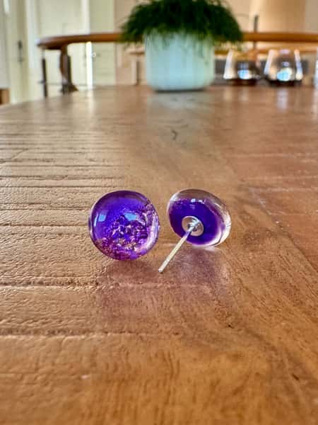 Violet purple stud earrings (11 mm) - stainless steel posts