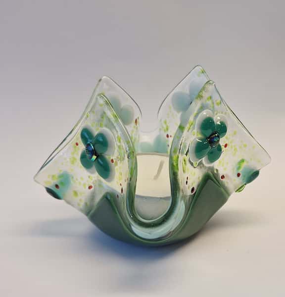 Glaslykta för Värmeljus-Grön