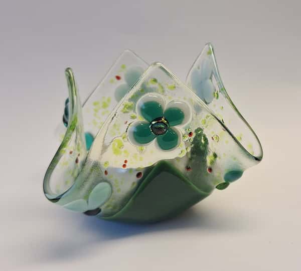 Glaslykta för Värmeljus-Grön