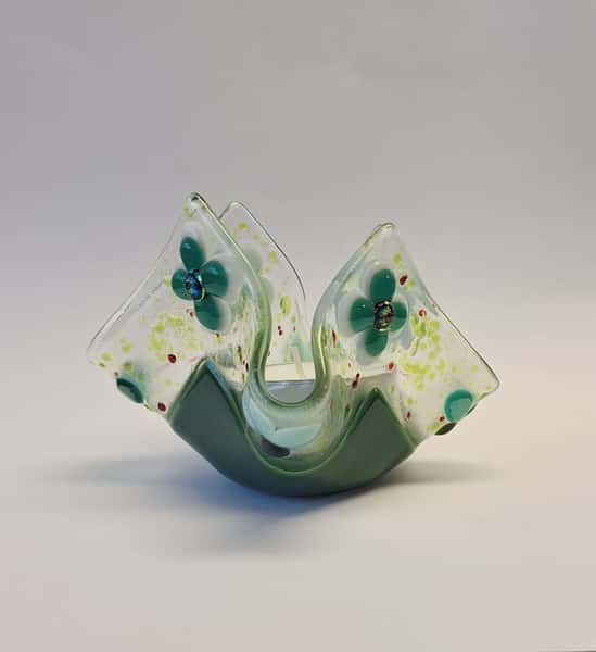 Glaslykta för Värmeljus-Grön