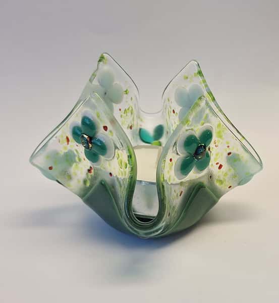 Glaslykta för Värmeljus-Grön