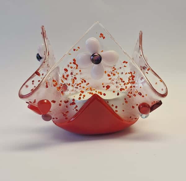 Glaslykta för Värmeljus-Röd