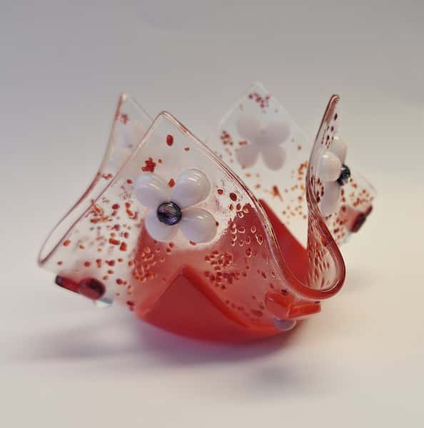 Glaslykta för Värmeljus-Röd