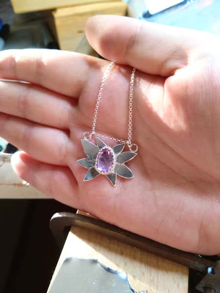 ametist halsband i sterling silver