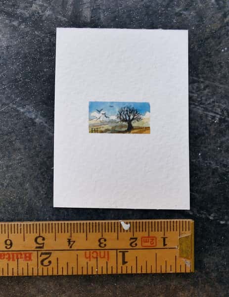 Miniakvarell, dockhuskonst original