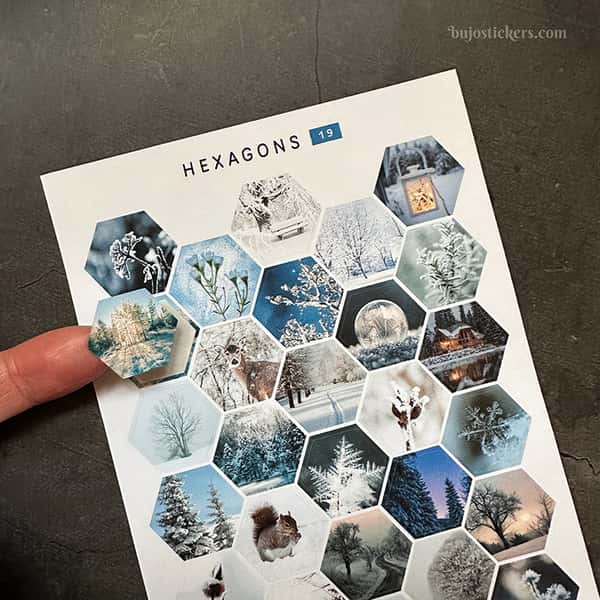 Stickers – Vinterbilder i hexagoner