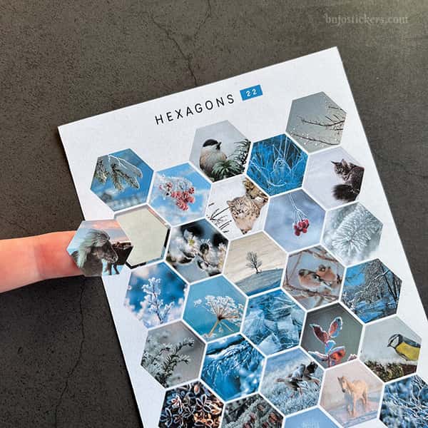 Stickers – Vinterbilder i hexagoner