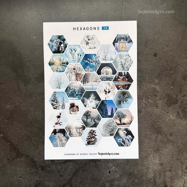 Stickers – Vinterbilder i hexagoner