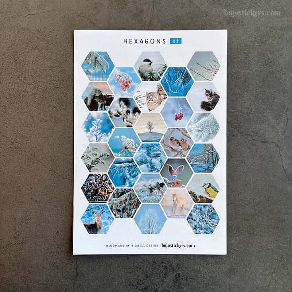 Stickers – Vinterbilder i hexagoner