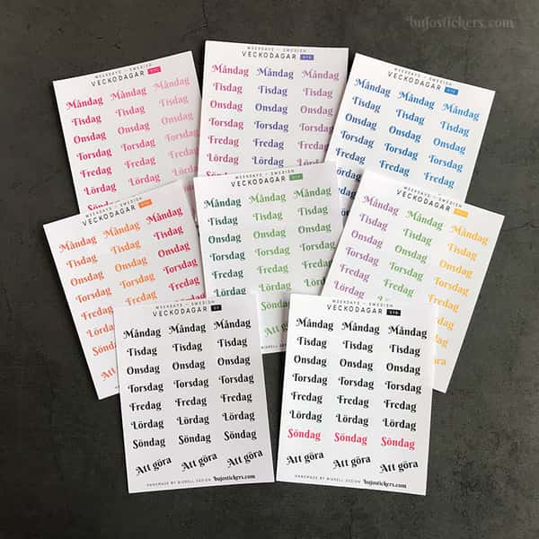 Stickers – Veckodagar