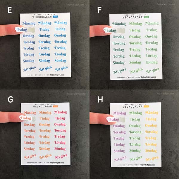 Stickers – Veckodagar